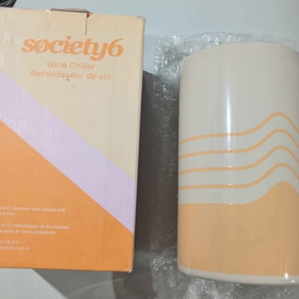 Brand New Society6 Cream and Orange Wine Chiller
